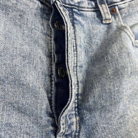 Old Navy O.G. Straight Jeans Button Fly High Rise Distressed  Lt. Blue Size 16 - Picture 6 of 9